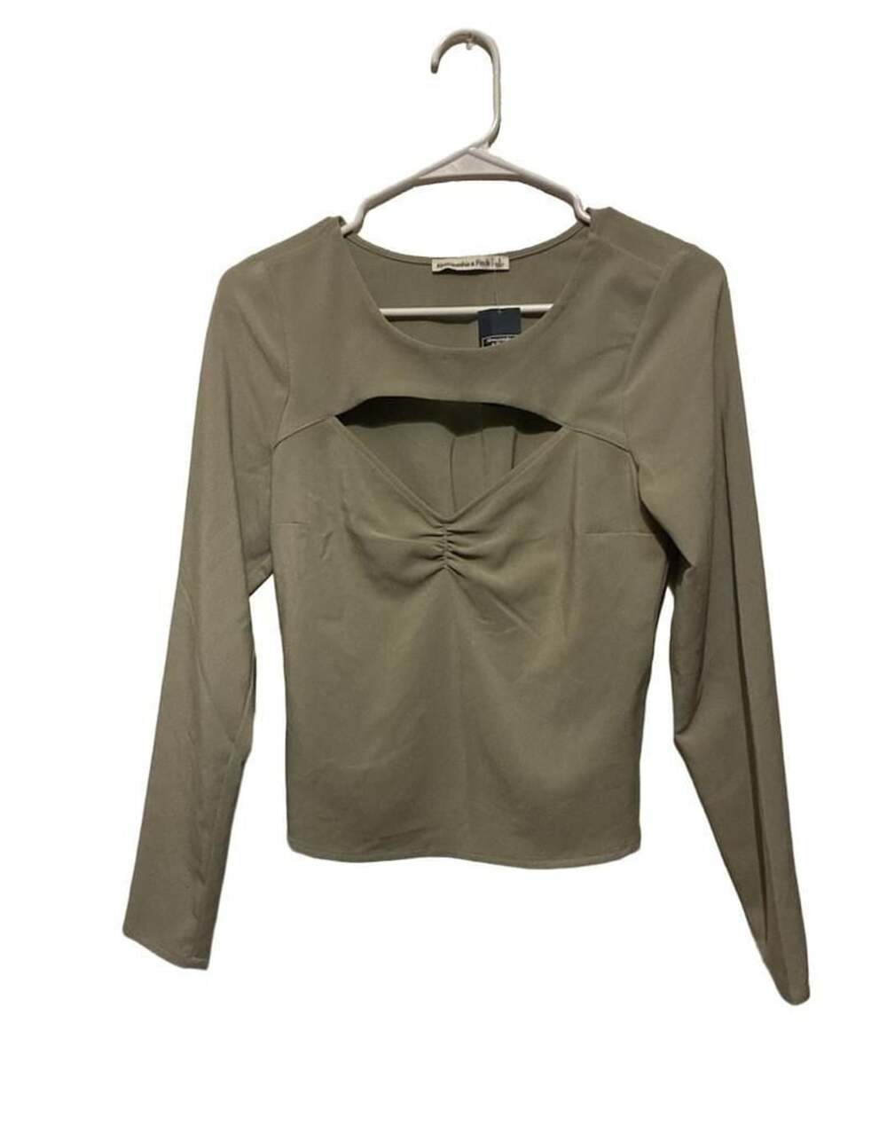 Abercrombie & Fitch Cutout Long Sleeve Top Size Small Sage Green
